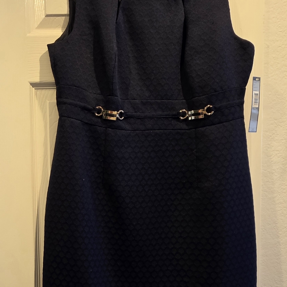 Tahari Navy Textured Mini Dress